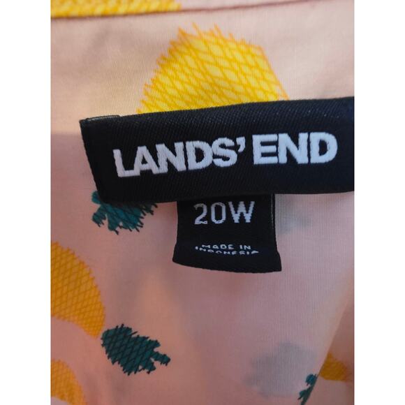 Lands End Button Front Pineapple Print Sleeveless Top 20 Womens Plus Size Pink - Picture 4 of 7